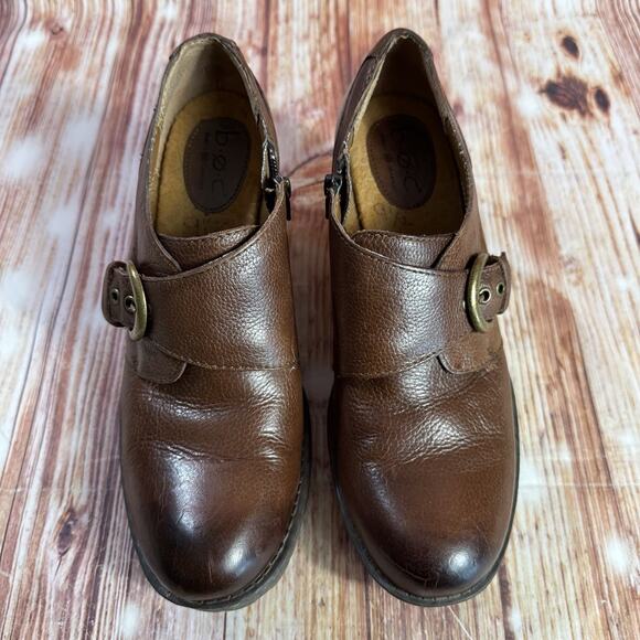 BOC Born Concept Size 9.5 Brown Leather Ankle Block Heel Boots Booties Shoes - Picture 3 of 10